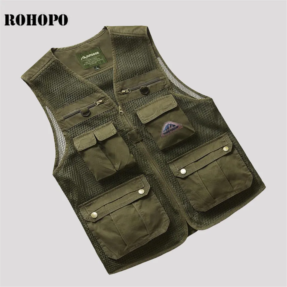ROHOPO военный плотный хлопковый дышащий жилет для мужчин летняя мужская Рабочая