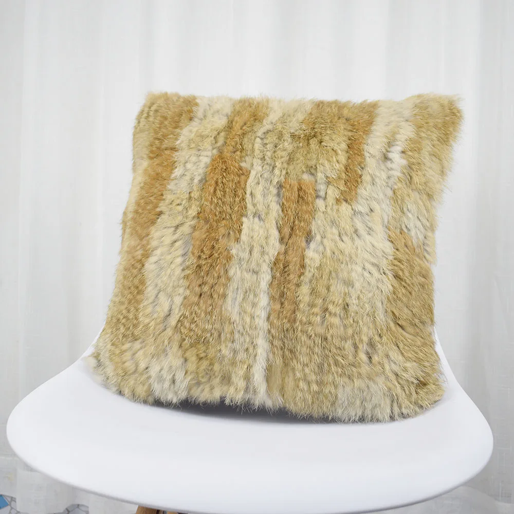 natural brown MS. Softex натуральная меховая подушка чехол ручной вязки настоящий кролик меховая подушка крышка меховая наволочка украшение дома - Цвет: natural brown