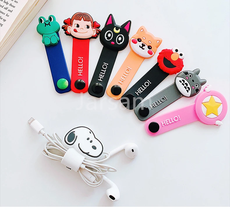 Мультяшный кабель защита для передачи данных шнур защитный чехол намотка кабеля