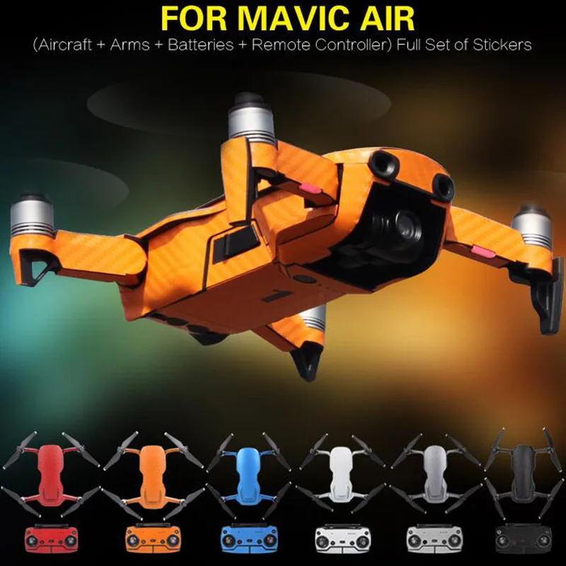 

New Arrival Waterproof PVC Carbon Grain Graphic Stickers Full Set Skin Decals for DJI MAVIC AIR drone Boday&Remote accessories