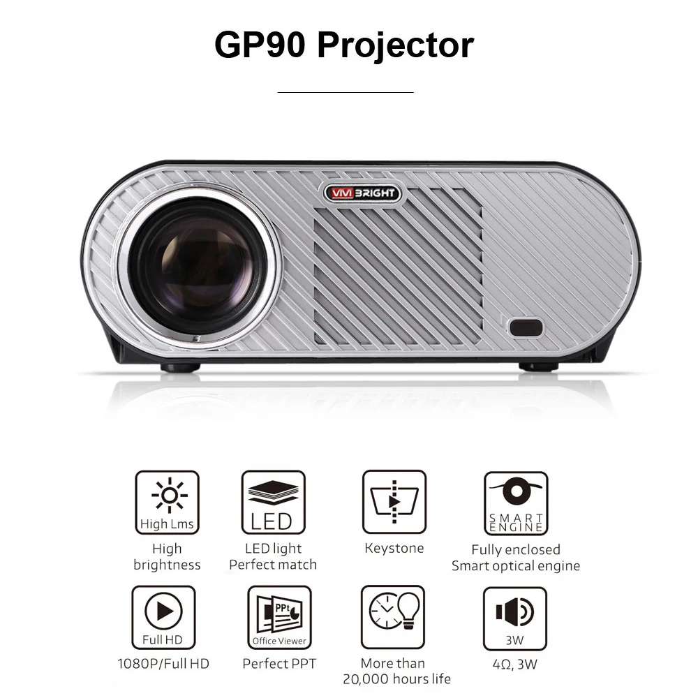 Exquizon GP90 проектор (опционально Android с поддержкой Bluetooth wifi AC3) 3200 люмен 1080P 1280*768