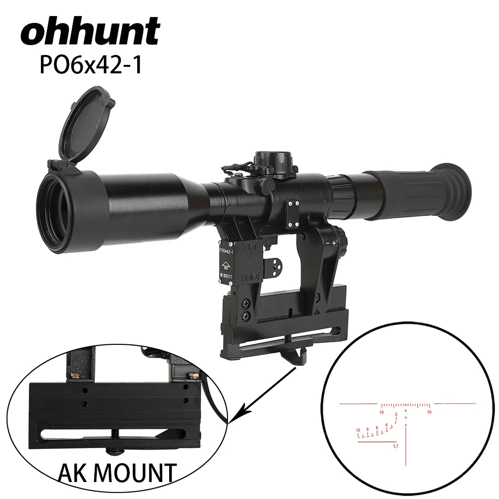 Ohhunt SVD 6X42D охотничий прицел с красной подсветкой из стекла с гравировкой POS-1 прицел подходит для тактического AK/SVD SKS Mount