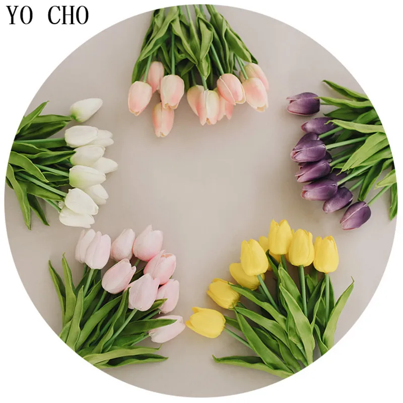 YO CHO 21 шт./лот настоящий сенсорный латексный цветок PU Тюльпан Флорес