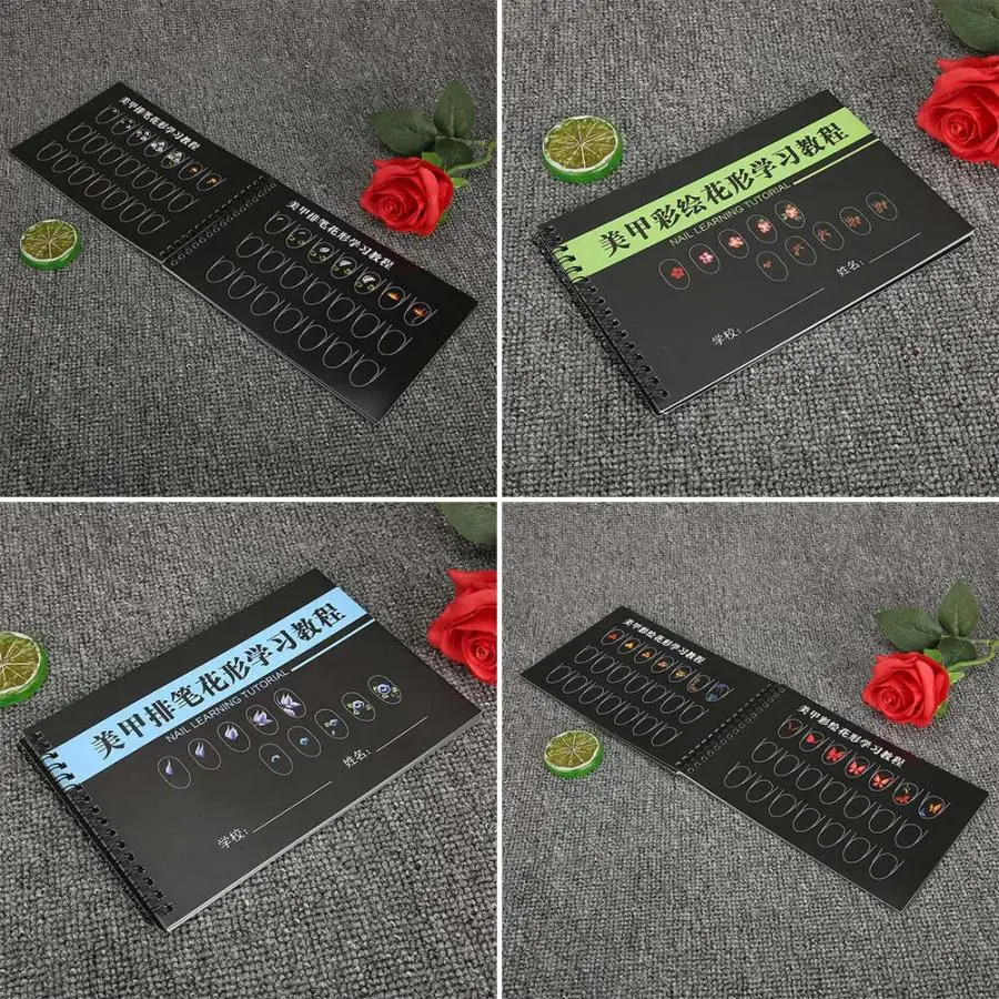 Шаблон для практики нейл арта обучающая Бумажная книга рисование живопись книги