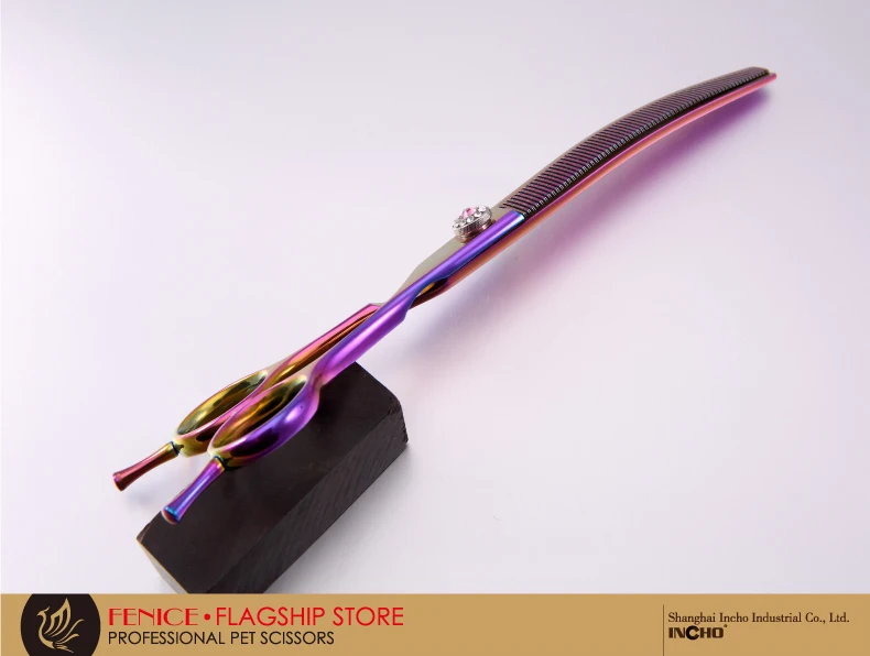 Fenice Профессиональный JP440c 7 дюймов Высокое качество ножницы для стрижки собак изогнутые филировочные ножницы истончение около 25