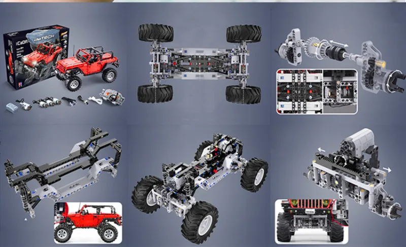 

1941Pcs RC Vehicles Jeeped Adventurer with LED Off road car Wranglered Technic building blocks kids Toys gifts for boys