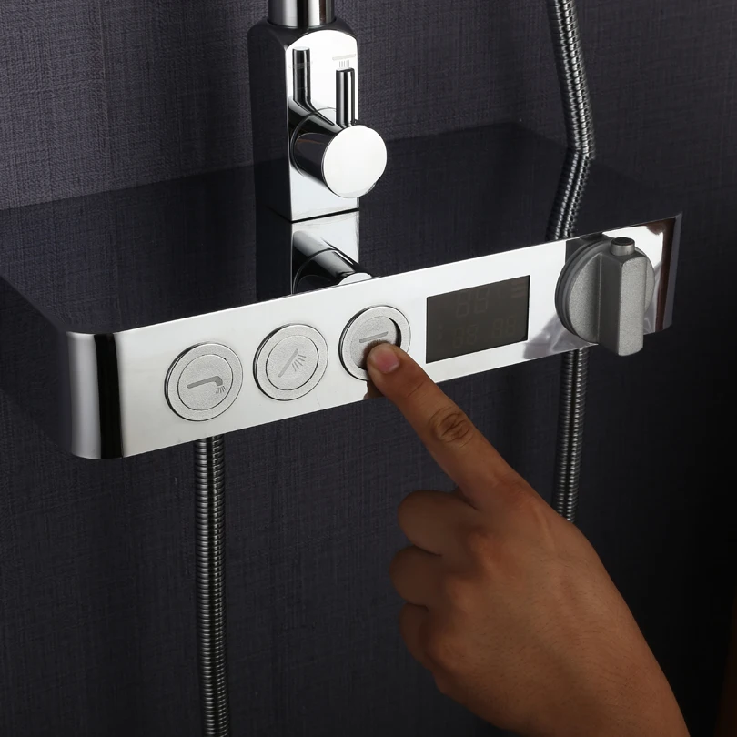 Набор для душа ванной комнаты термостат кран смеситель хром латунь водопад ванна