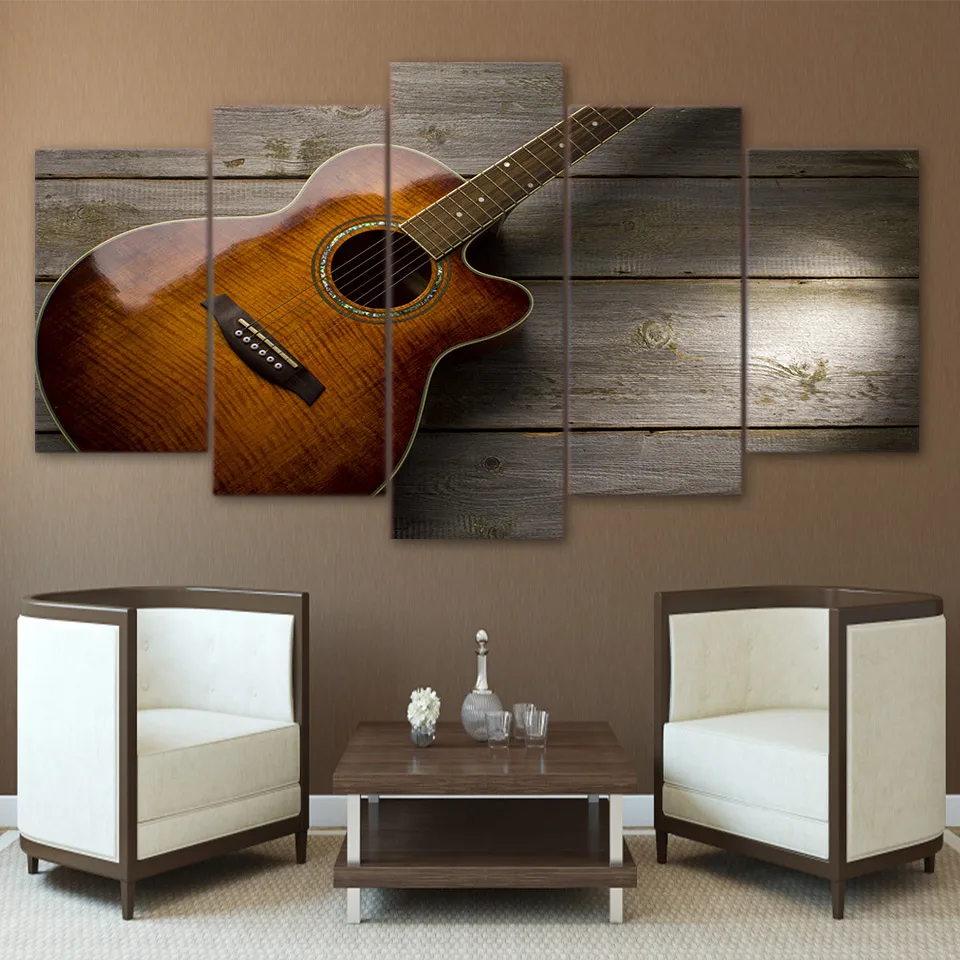 

5 Piece Canvas Art Classical Guitar music Painting Poster Wall Pictures for Living Room Decor No Frame Poster