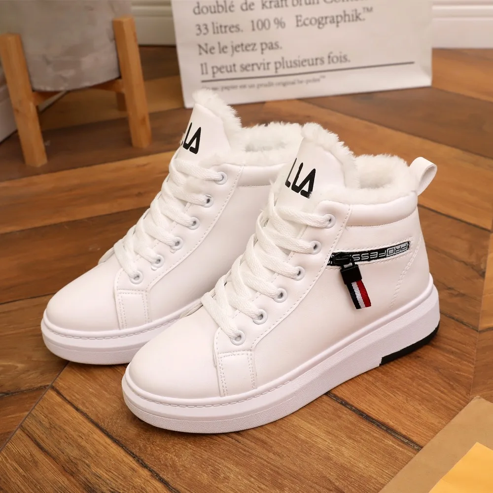 Женские зимние кроссовки 2019 модная теплая женская повседневная обувь высокие