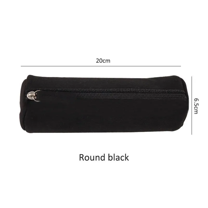 Round black 1 шт. пенал портативный пенал канцелярская сумка высокого качества фетровая сумка для карандашей школьные офисные принадлежности 4 цвета на выбор - Цвет: Round black