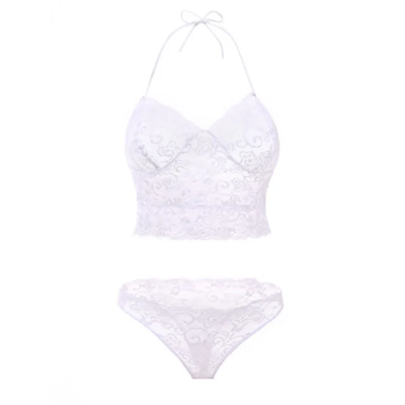 White Luckymily 2 Pcs/Sets Sexy Panties Lace Temptation Underwear Women Transparent Thong Romantic Tanga Female Lingerie Plus Size - Цвет: White