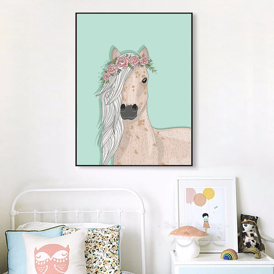 Скандинавском стиле мультфильм животных Холст стены книги по искусству картины