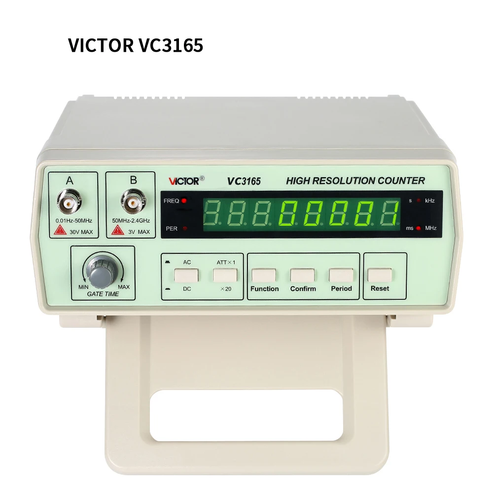 Виктор VC3165 точность счетчик частоты частотомер цифровой частотомер 0,01 Гц-2,4 ГГц 2 входных каналов AC/DC муфта 8-разрядный