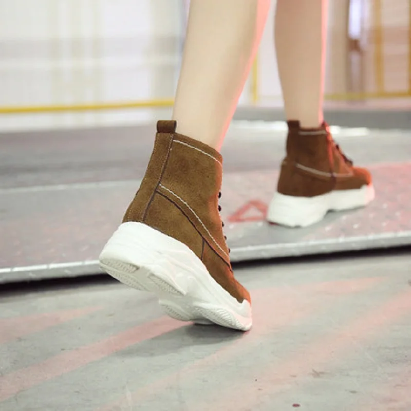 2018 Korean version of the new winter Martin boots women increased muffin bottom retro front with hip hop tide | Обувь