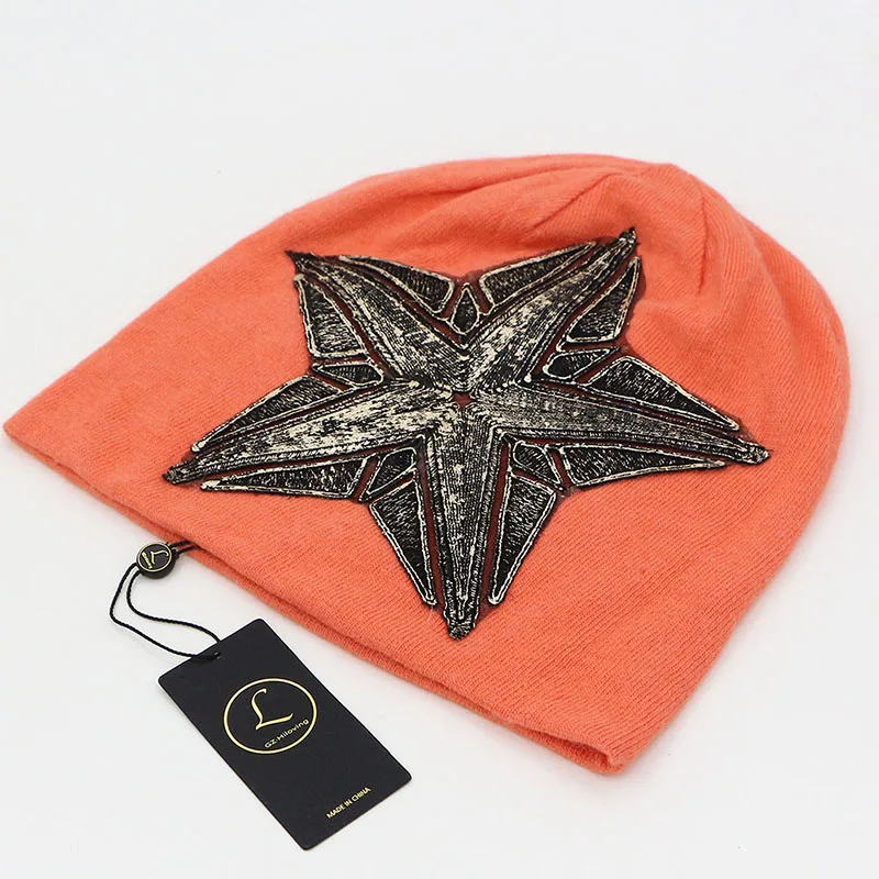 

GZHilovingL Autumn Winter Soft Warm Wool Slouchy Women Knitted Beanies Hats Casual Solid Gold Metallic Star Mens Skullies Hat