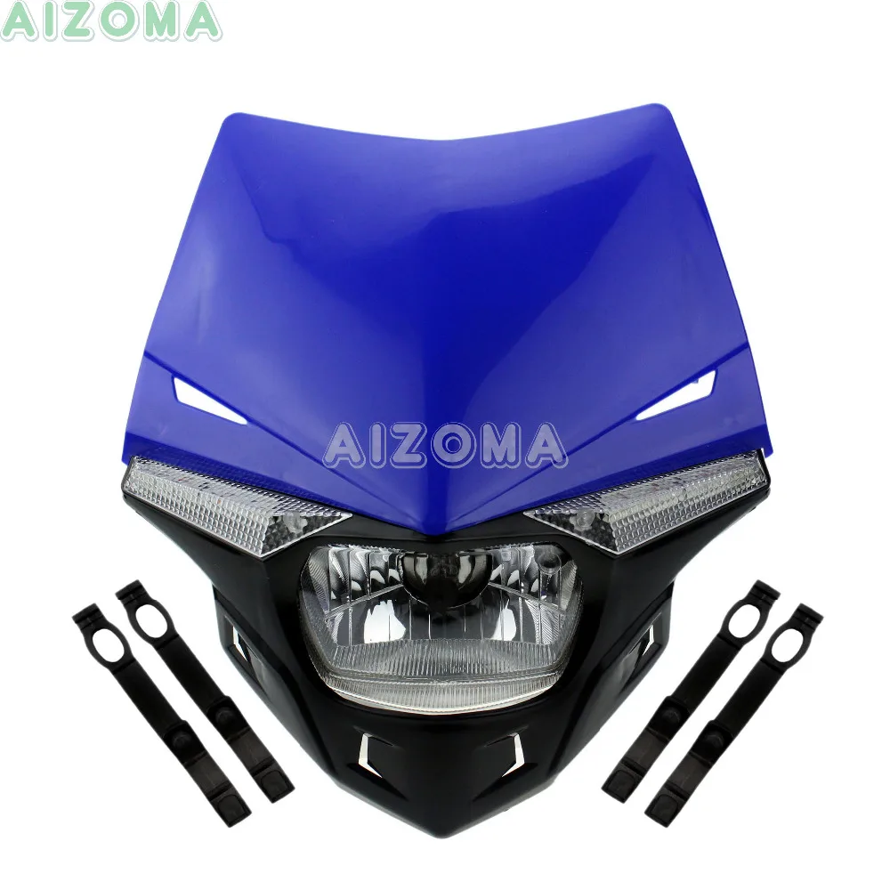Синий крест светодиодный/лампочки, обтекаемые фары для Yamaha XT WR YZ TTR WRF 125/230/250/250F/426/450/450F супермото, универсальный