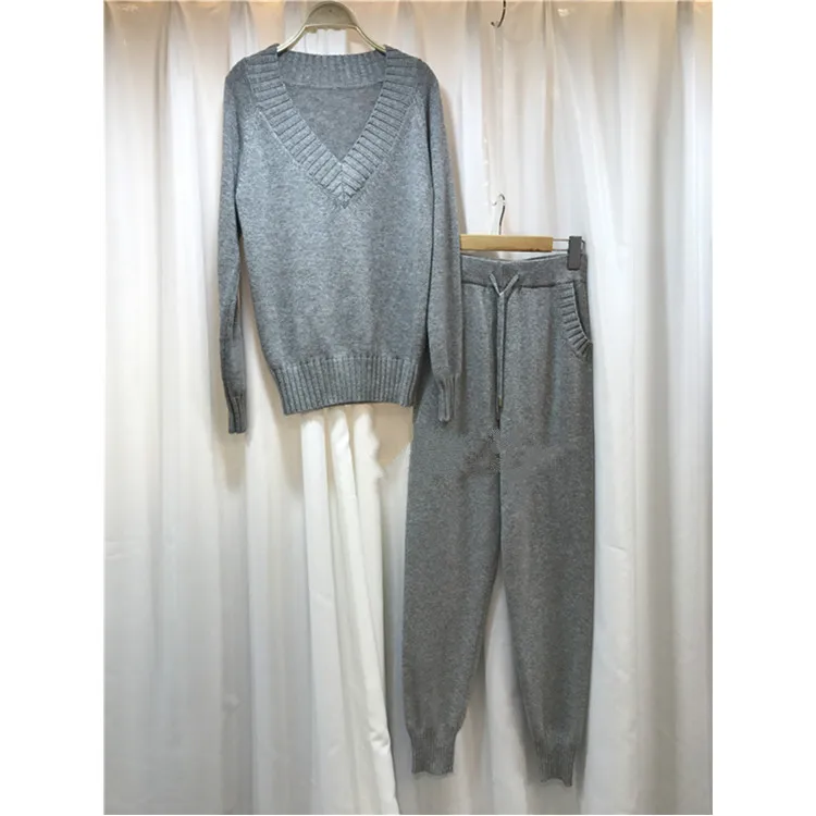 Pull Зимний новый кашемировый шерстяной вязаный костюм женский однотонный