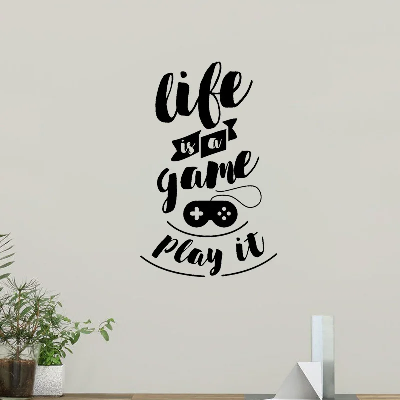 YOJA 41 8 см * 65 Life Is A Game play it Настенная Наклейка для подростковой комнаты видео игра