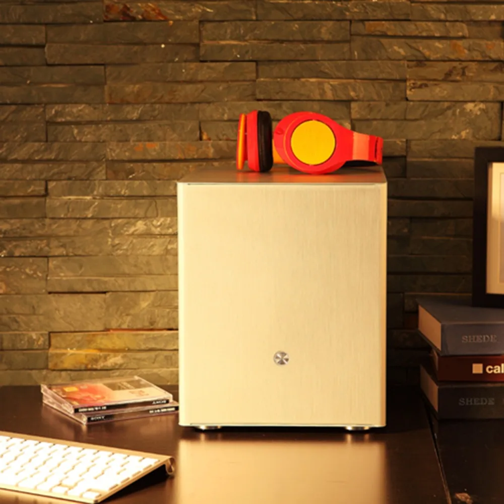 Алюминиевый сплав мини-чехол для настольного компьютера для M-ATX ITX материнская плата серебристый чехол для компьютера башни с 4 слотами расширения