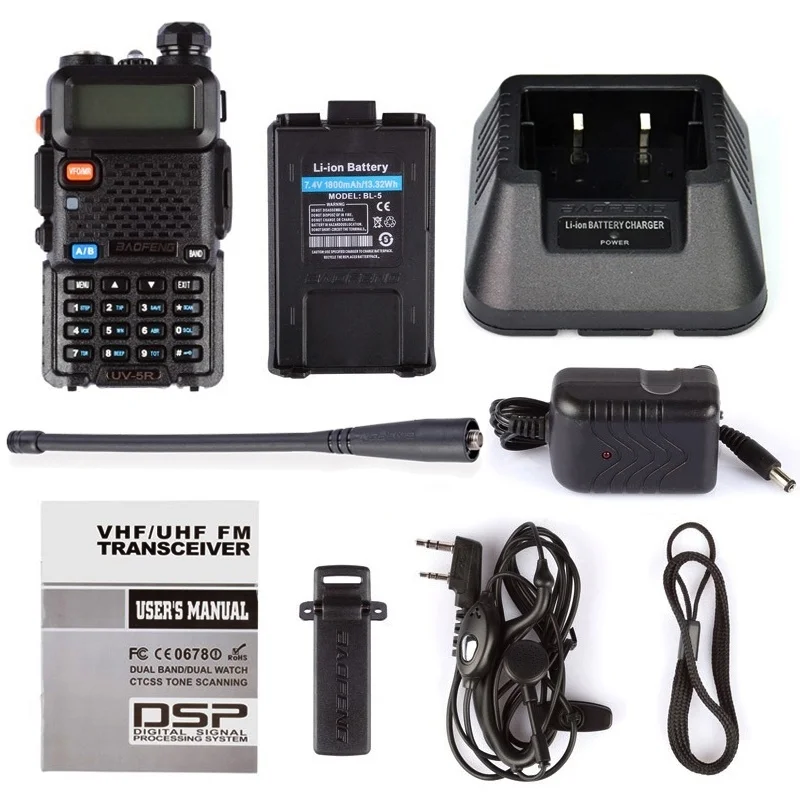 2 шт. BaoFeng UV 5R рация 5 км радиоприемник UV5R Hf приемопередатчик 128CH Вт VHF UHF портативный