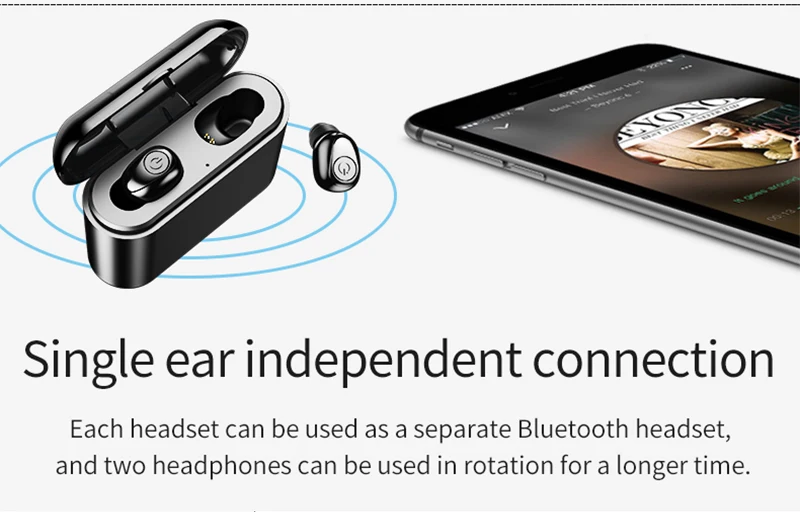 Беспроводные наушники Bluetooth 5,0, стерео наушники, водонепроницаемая Спортивная гарнитура с зарядным устройством 2200 мАч для Iphone, Android