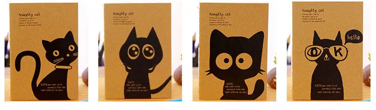 1X kawaii Черный кот материал Эсколар кадерно повестки дня cuadernos журнал личные дневники nootbook школьные канцелярские принадлежности