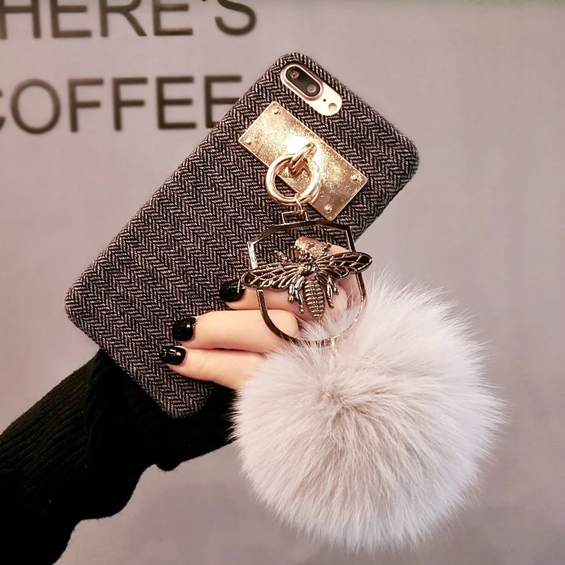 Мяч для волос IPhone7plus оболочка мобильного телефона фланелевая Apple8 plus пчела мягкая