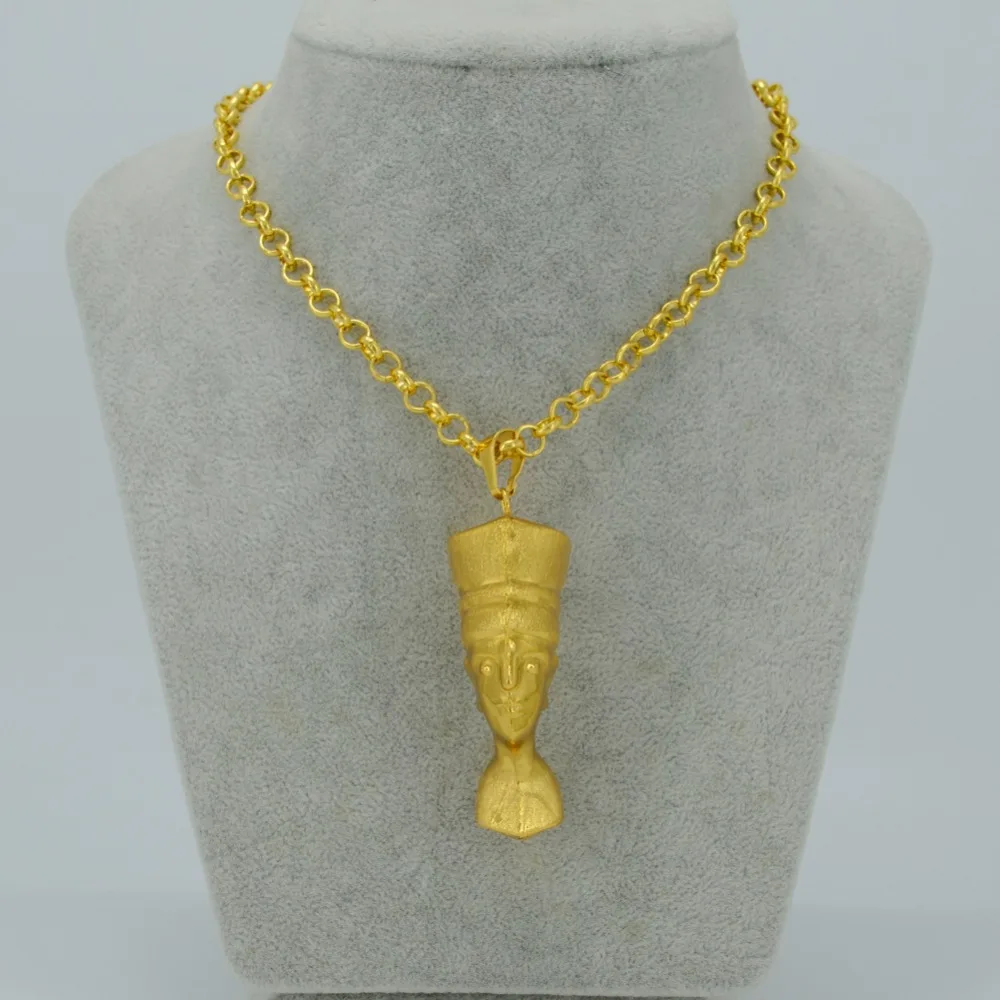 Ожерелье с кулоном Anniyo 3D египетская королева Nefertiti ювелирные изделия цвет золото