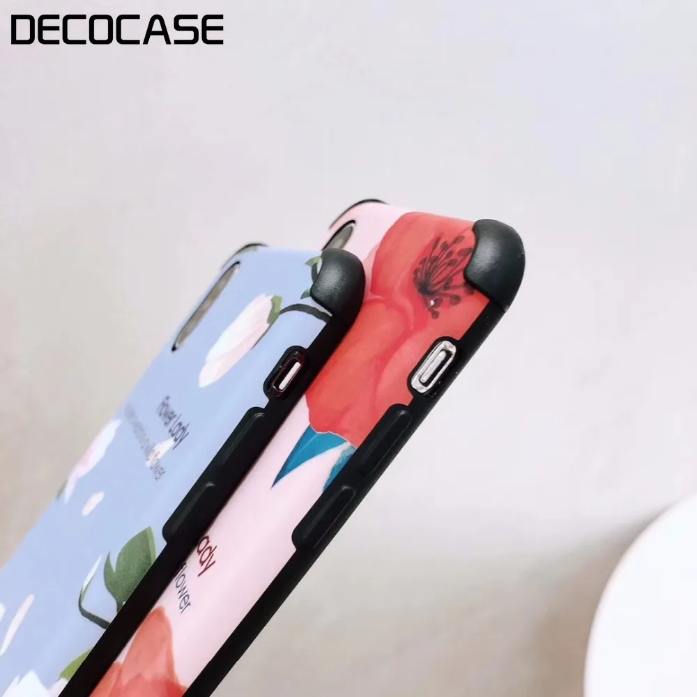 DECOCASE красивый цветок синий розовый Силиконовый защитный для женщин девочек