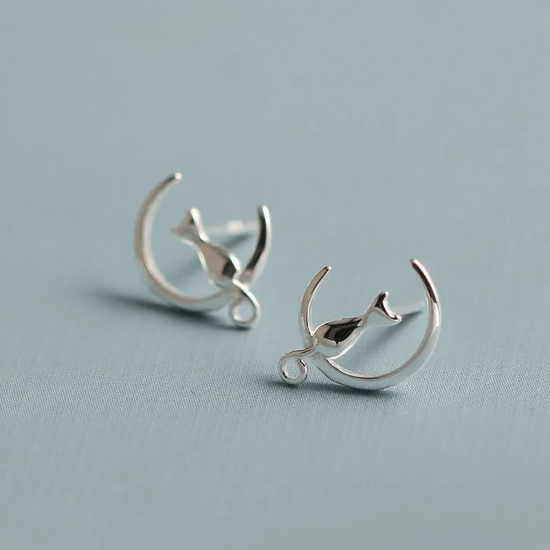 Серьги гвоздики в виде кошки из серебра 2019 пробы|Серьги-гвоздики| |