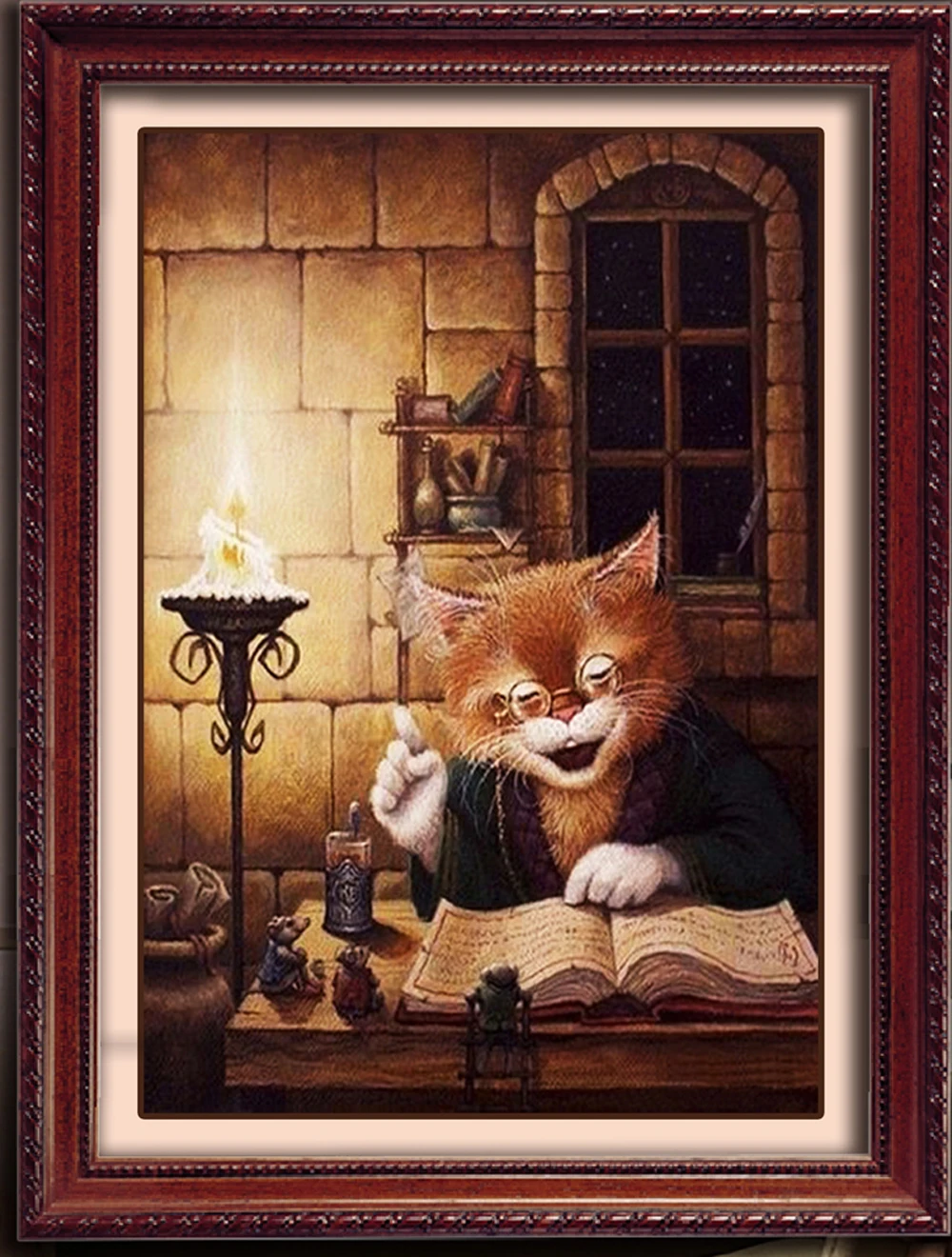 5D DIY Diamond Paintings Full Round Animals Readind Book Cat Mosaic Art Cross Stitch Kits Embroidery Stickers Decoration Home | Дом и сад