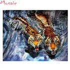 Алмазная живопись плавающий Тигр, 5D мозаика с вышивкой, полноразмерная круглая картина, украшение для дома, стразы