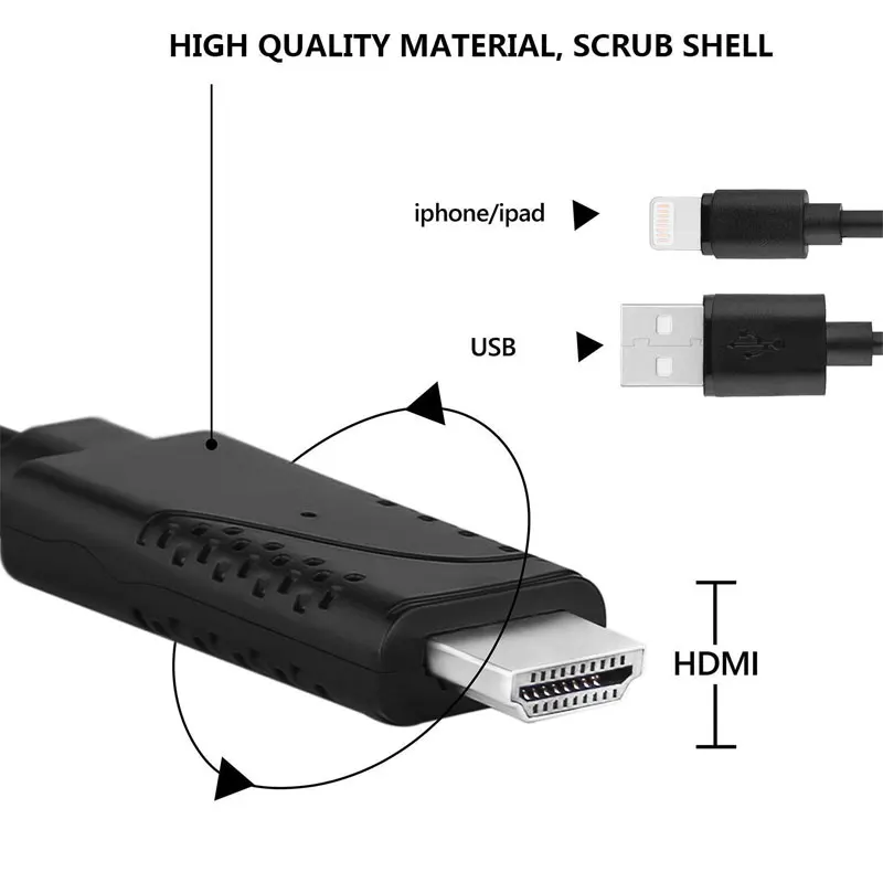 AHHROOU HDMI конвертер для Lightning-HDMI Переходный кабель USB HDMI tv Цифровой AV адаптер для iPhone X 8 7 6 S 5 iPad Pro Air IOS