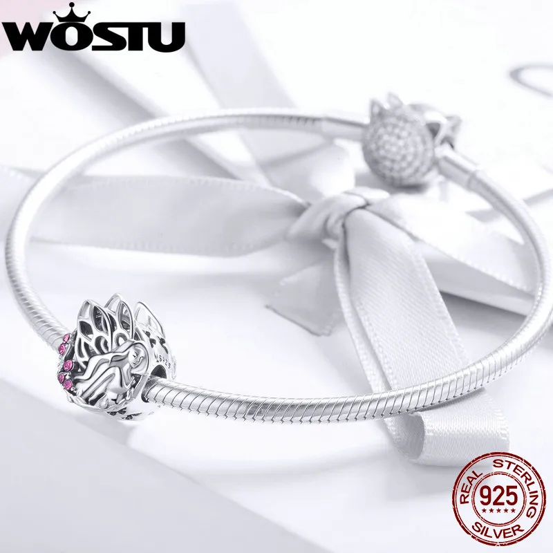 WOSTU, лидер продаж, 925 пробы, серебряная бабочка, фея, шарм, бисер, подходит для аутентичных DIY браслетов, кулон, S925 Серебряное ювелирное изделие, подарок, FIC921