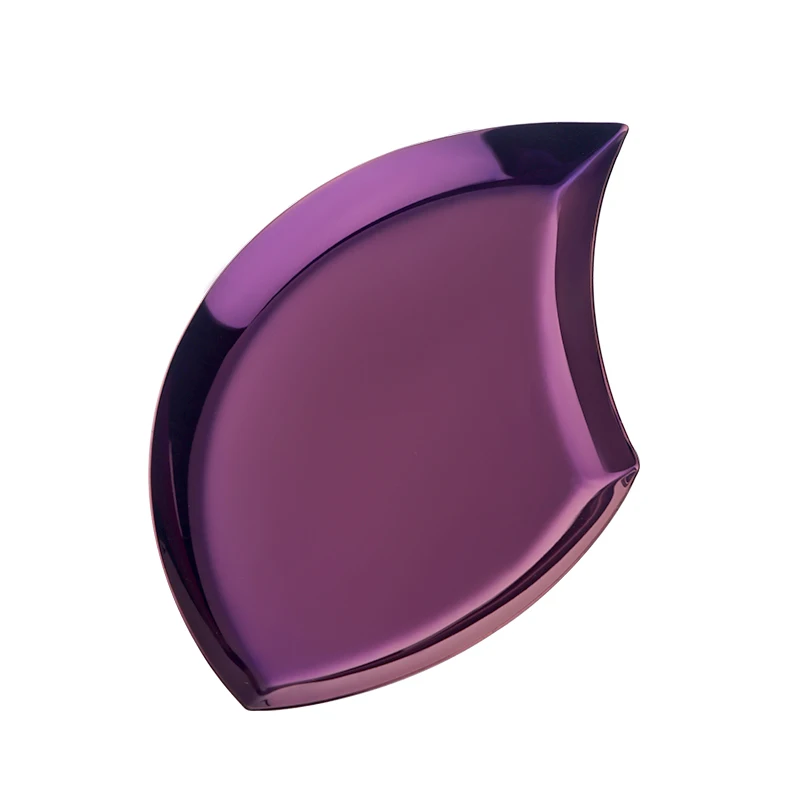 Purple Неправильная тарелка блюдо из нержавеющей стали, дессертная тарелки для фруктов хранения конфеты, печенье формы листьев ювелирные лотки вечерние столовые приборы - Цвет: Purple