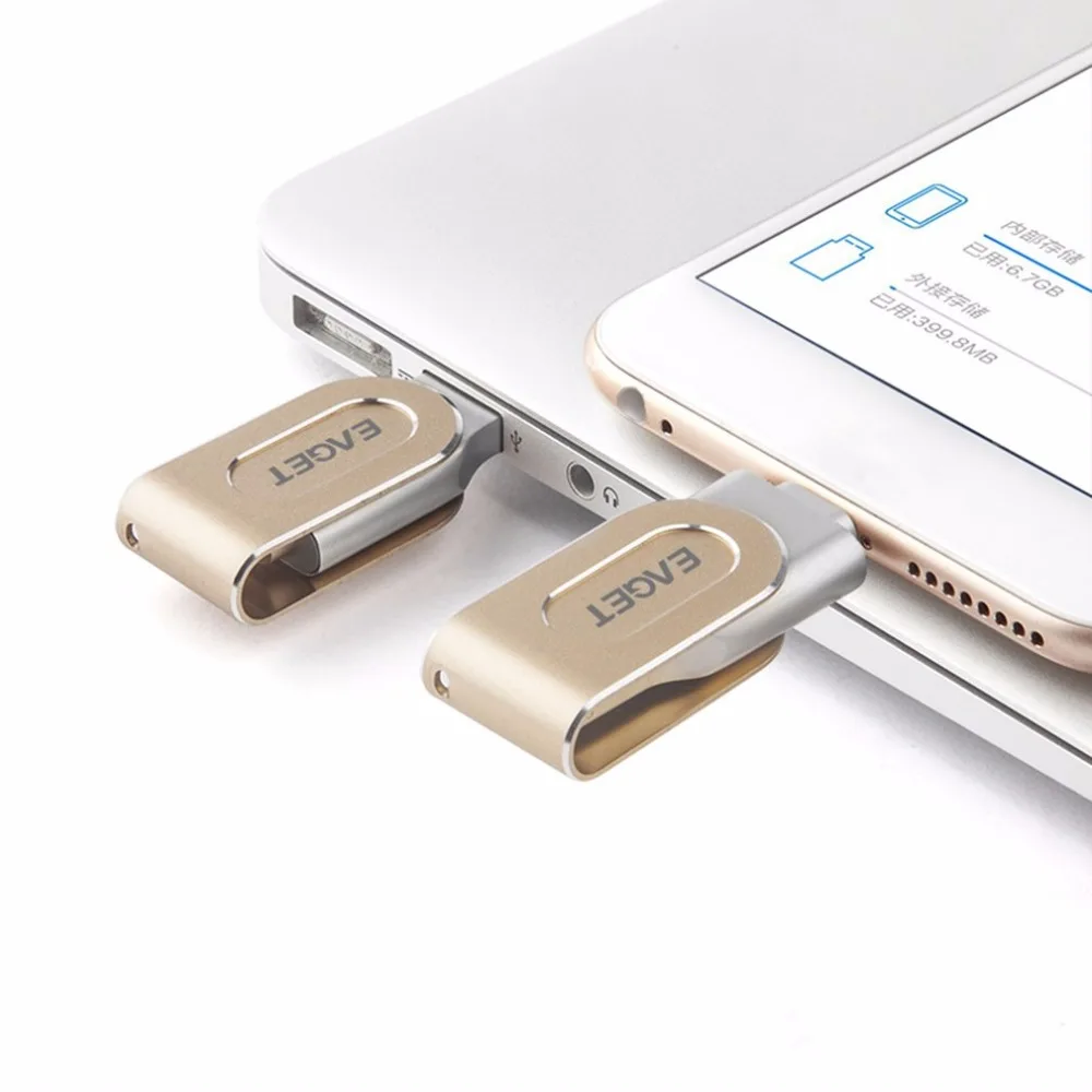 USB флеш накопитель Eaget 32 ГБ 64 Lightning 3 0 MFI металлический 128 для iPhone iPad|USB
