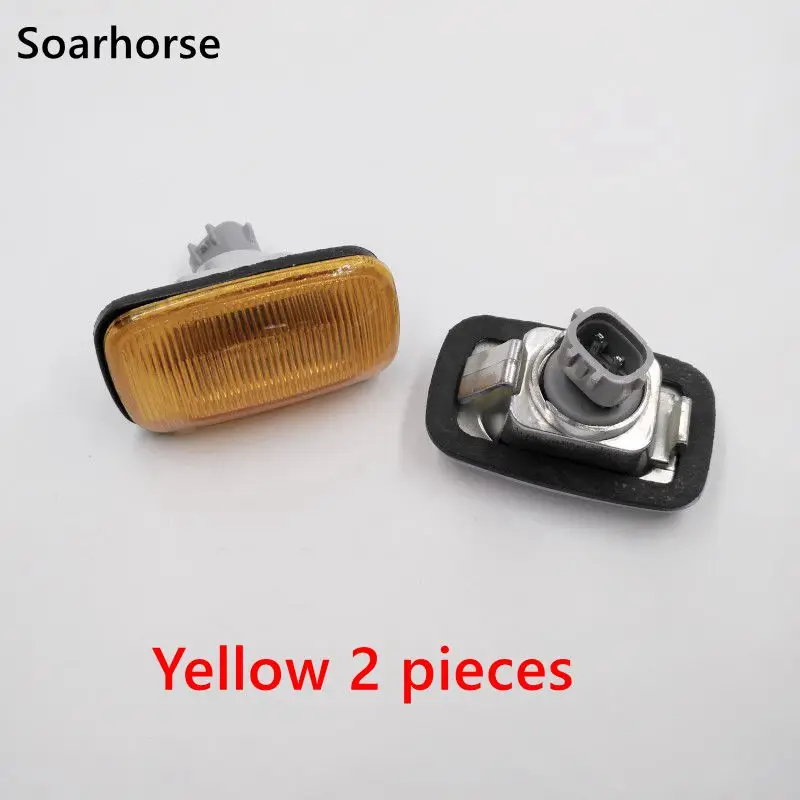 Yellow 2 pieces Soarhorse For Toyota Land Cruiser J100 1998- 2007 Front Fender Side Turn Signal Light 81730-20192 - Emitting Color: Yellow 2 pieces