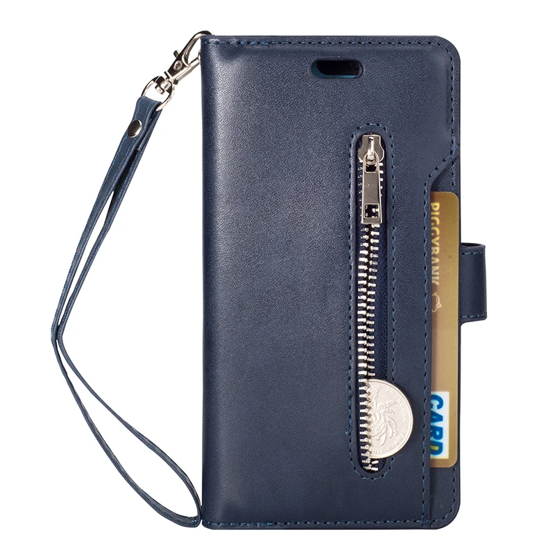 Blue Case Чехол для huawei P20 Lite, роскошный кожаный кошелек на молнии, 10 отделений для карт, чехол-подставка для huawei P20 Pro huawei P20, откидной Чехол-книжка, Fundas - Цвет: Blue Case