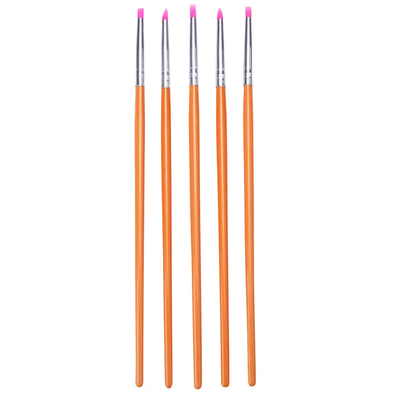 Набор кистей для дизайна ногтей 5 шт. силиконовая головка кисти УФ геля маникюра