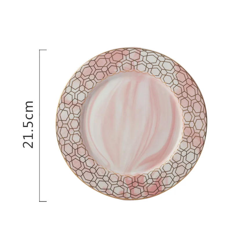 8 Inch Pink Diamond 1 шт. Глод геометрические алмазные мраморные керамические обеденные плоские тарелки наборы тарелок для салата Desset тарелка Sousplat Декоративная посуда - Цвет: 8 Inch Pink Diamond