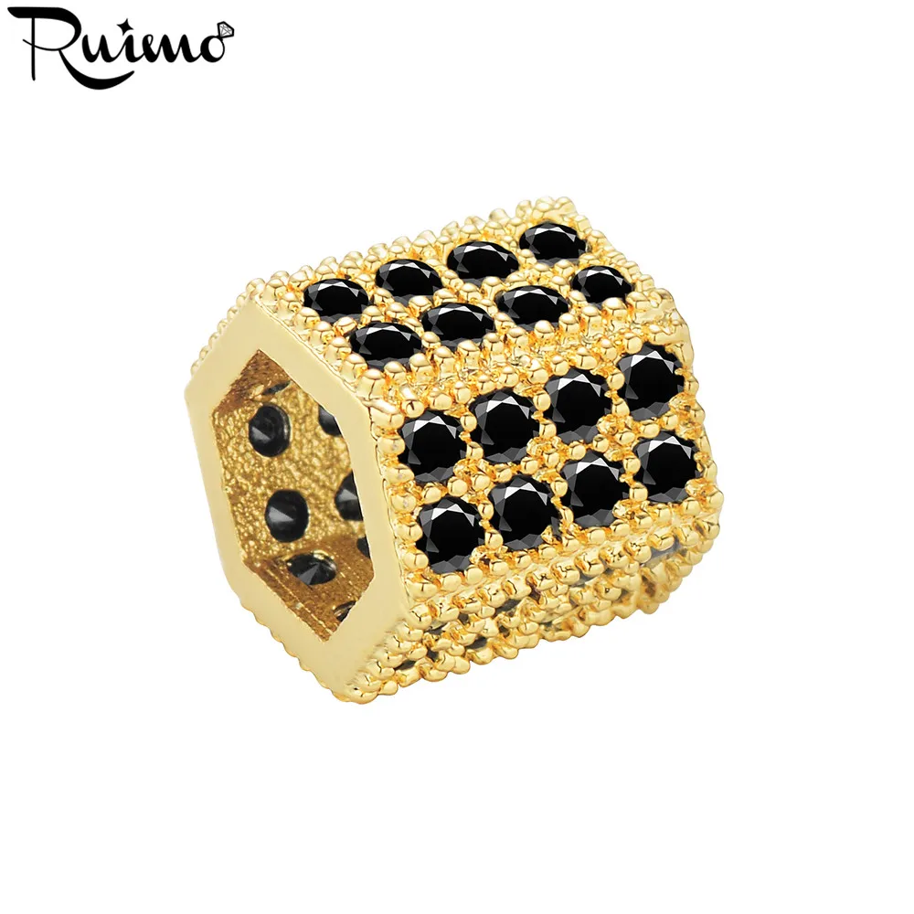 Микро инкрустация RUIMO черные циркониевые шестиугольные призматические шарики