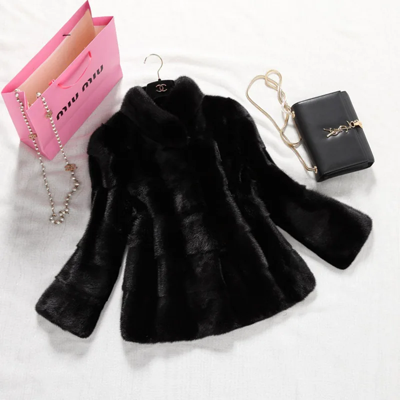 Бесплатная доставка зимняя теплая Женская норковая шуба Обычный воротник может