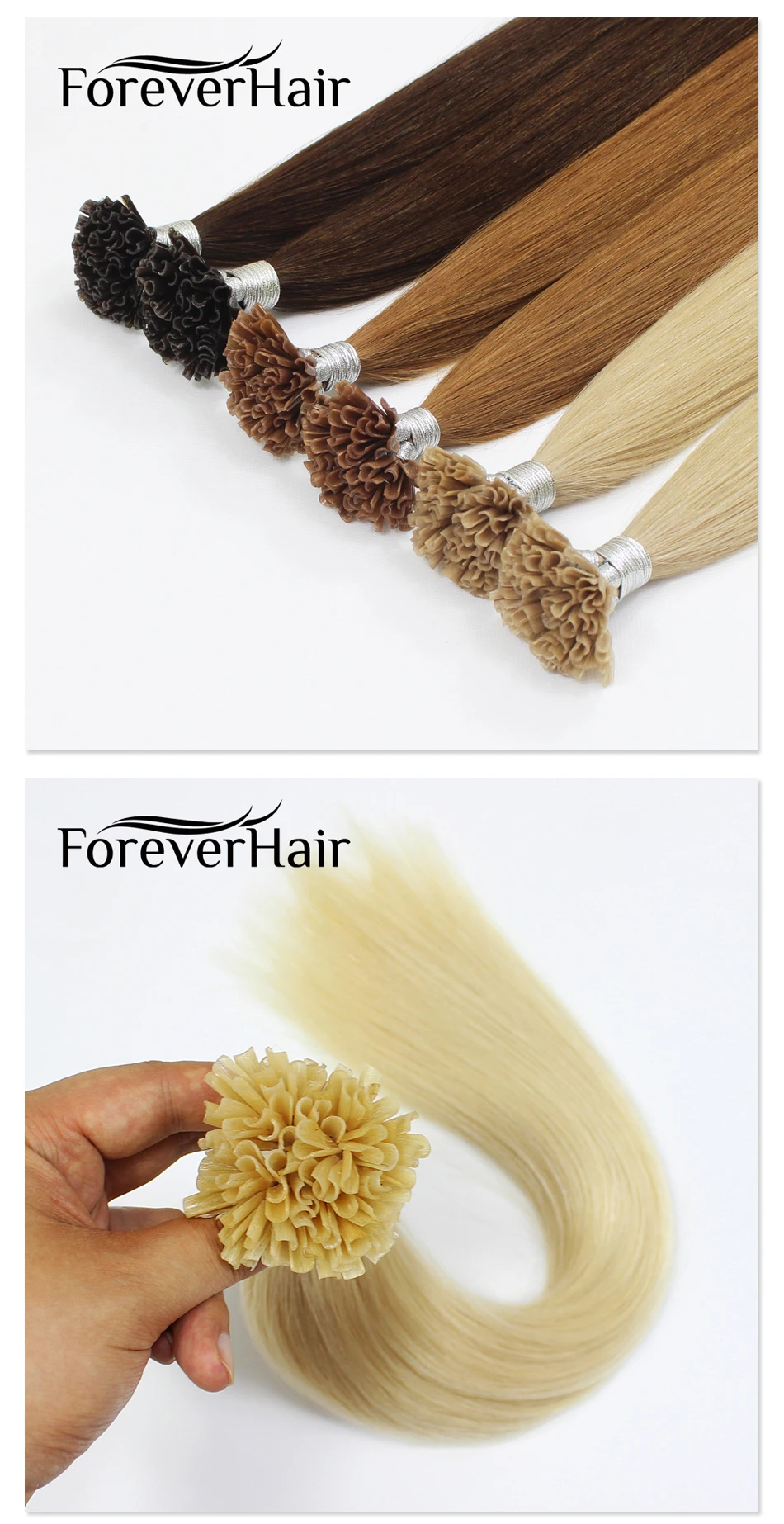 FOREVER HAIR 0,8 г/локон 1" 18" 2" Remy Предварительно Связанные кератиновые волосы для наращивания европейские волосы на кератиновых капсулах fusion Hair 50 s/pac