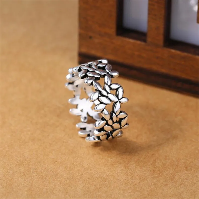 

New Creative Beautiful Dense Leaves 925 Sterling Silver Jewelry European Style Personality Olive Leaf Opening Rings SR429