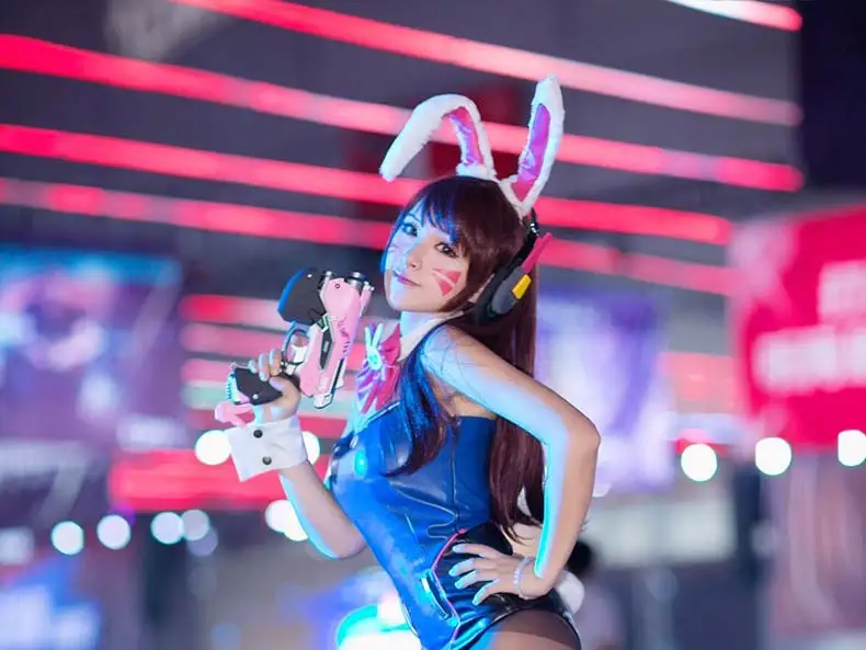 D. va/сексуальный костюм кролика для девочек; D. va; костюм кролика для девочек; Dva; костюм для косплея с ушками; галстук-Хвост D va; костюм из искусственной кожи; вечерние костюмы на Хэллоуин