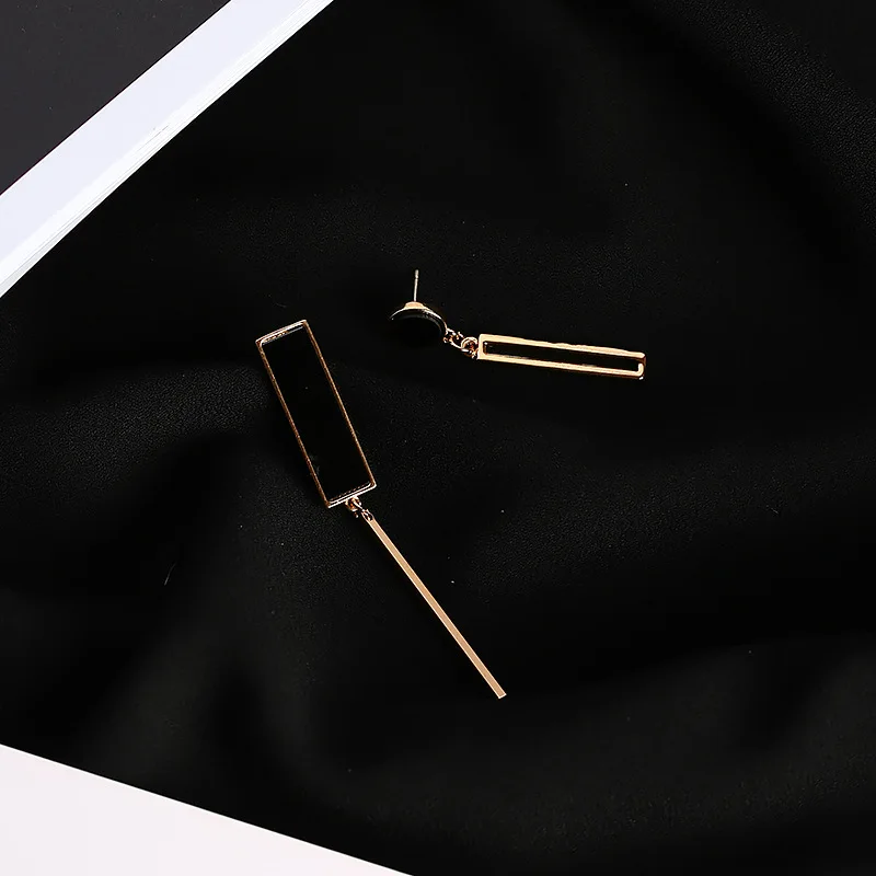 Корейские модные Асимметричные квадратные висячие серьги в виде полосок с