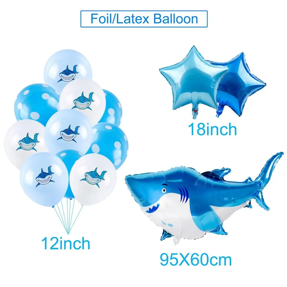 Акула Happy День рождения украшения MarineTheme партия выступает для детей 1st 2nd 3rd 4th 5th 6th