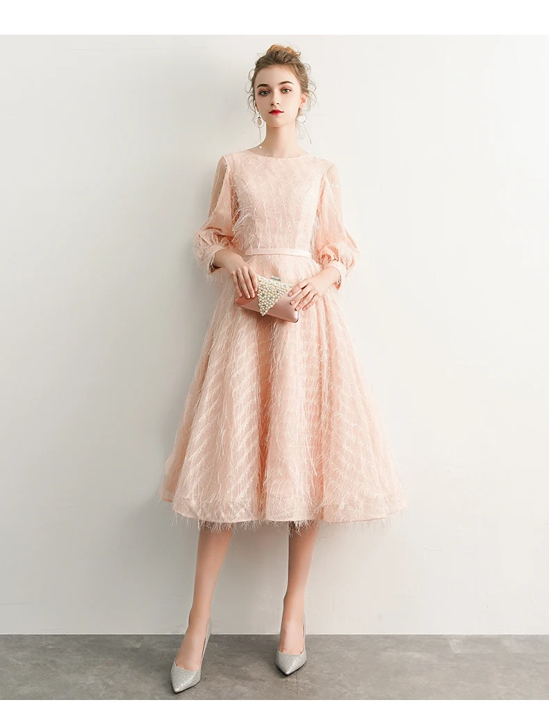 Weiyin Robe de Soiree Courte розовое винтажное кружевное вечернее платье короткое вечернее платье с поясом Vestido de Festa WY1410