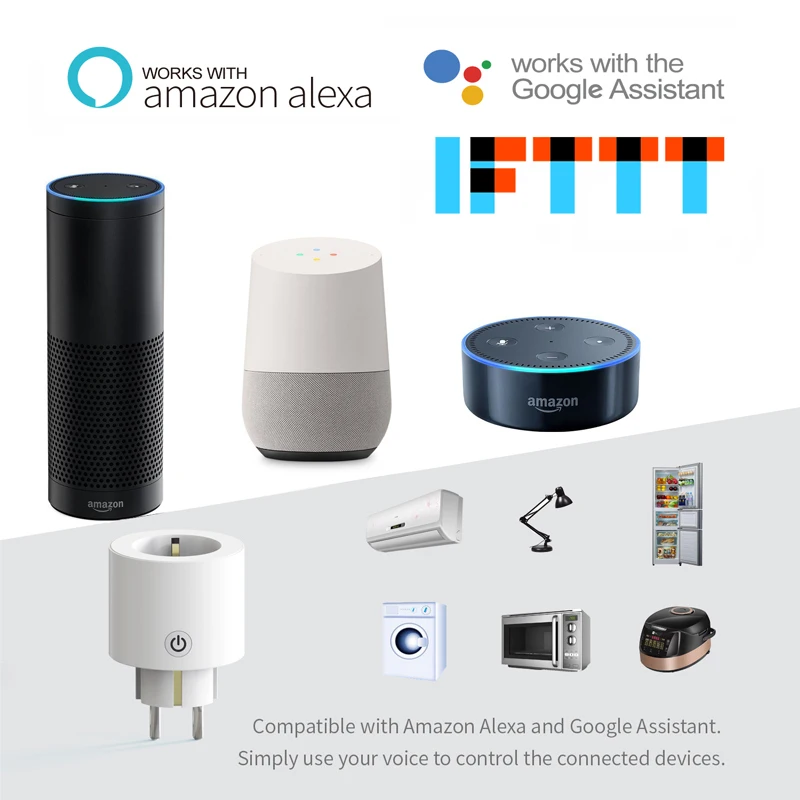 Wifi умная розетка штепсельная вилка универсальная стандарта ЕС работает с Amazon Alexa