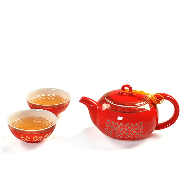 Китайский красный кунг-фу чайный сервиз Ультра-тонких изысканный teaset Костяного